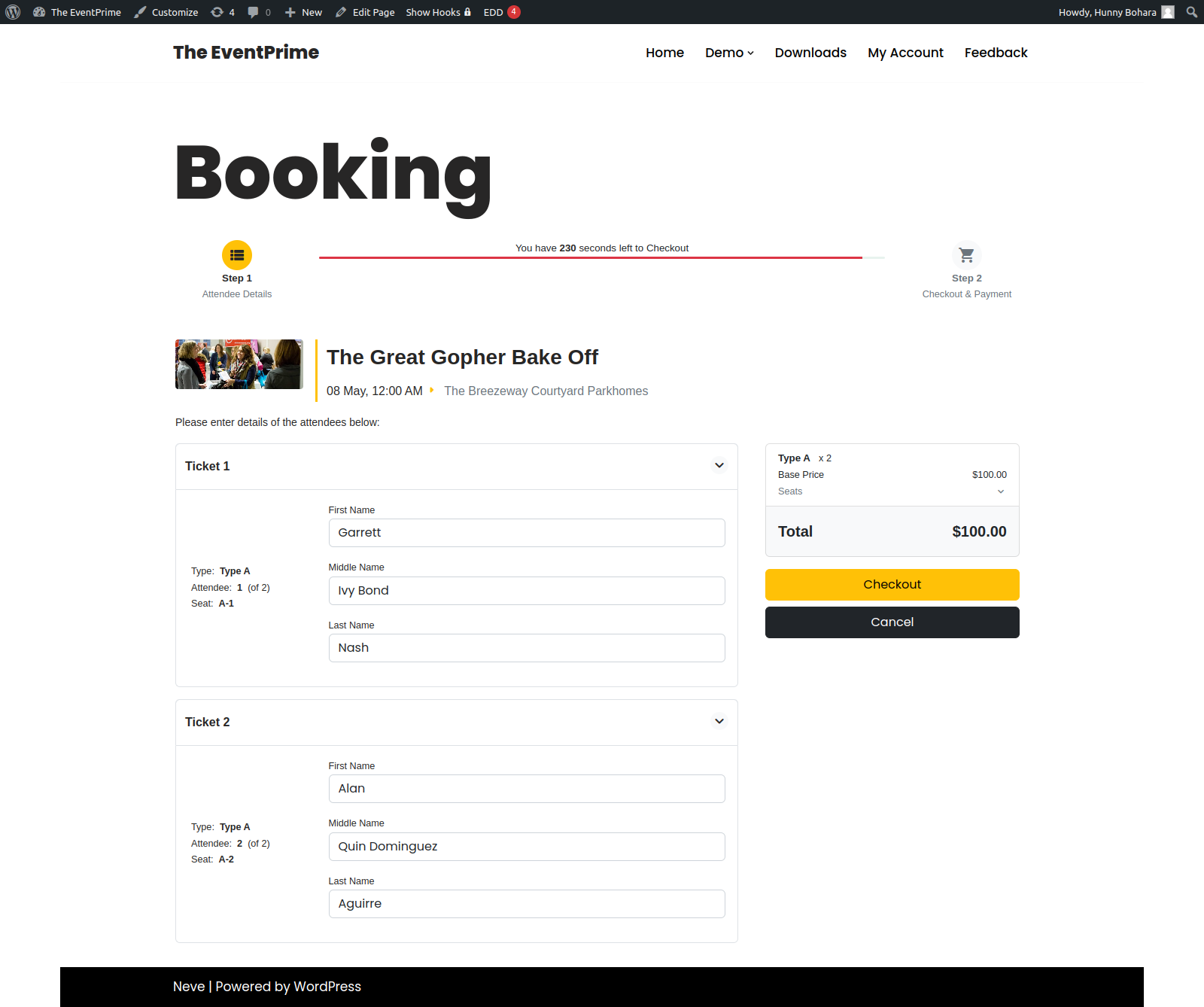 Live Seating EventPrime