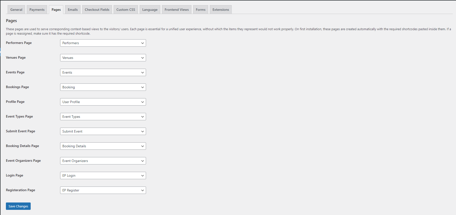 Select Shortcodes For Particular Pages