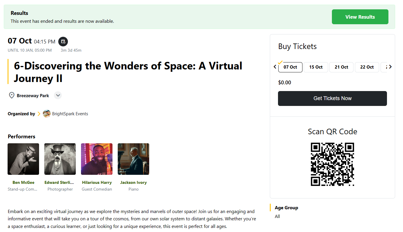 Frontend View after Enabling Event Booking