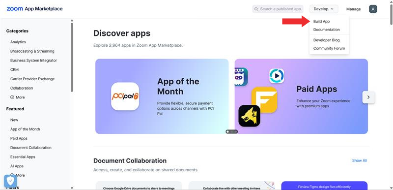 Click on Devlop and Select Build Apps Option