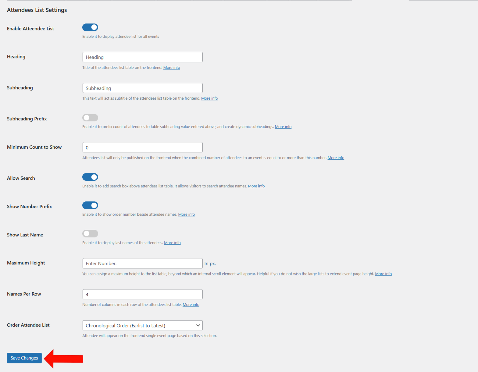 Customize Your Attendees List Layout