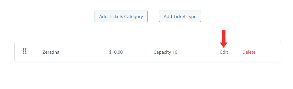 Create a New Ticket TYpe of Edit the  existing one 
