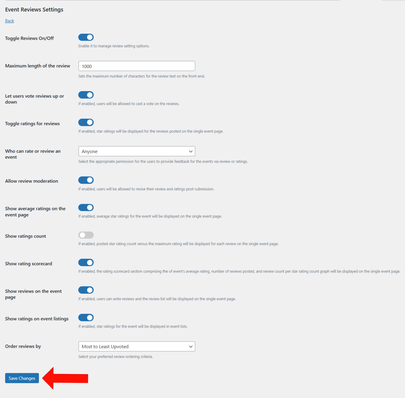 Configure Reviews and Rating Settings 