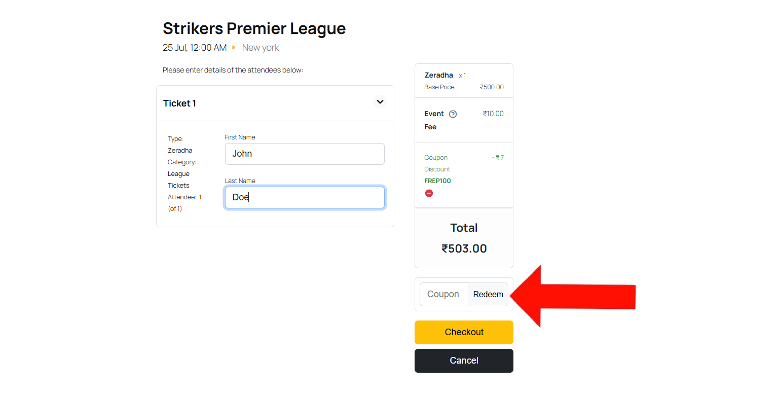 Frontedn View of Coupon Code Applied During Chekout Process