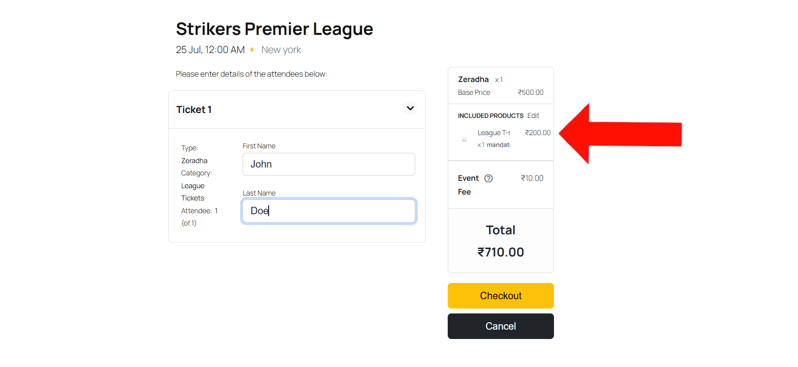 Frontend View of WooCommerce Product during checkout
