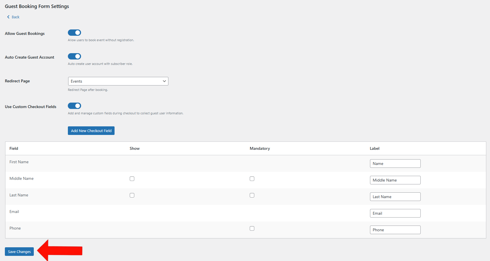 Configure GUest Bookings Setting