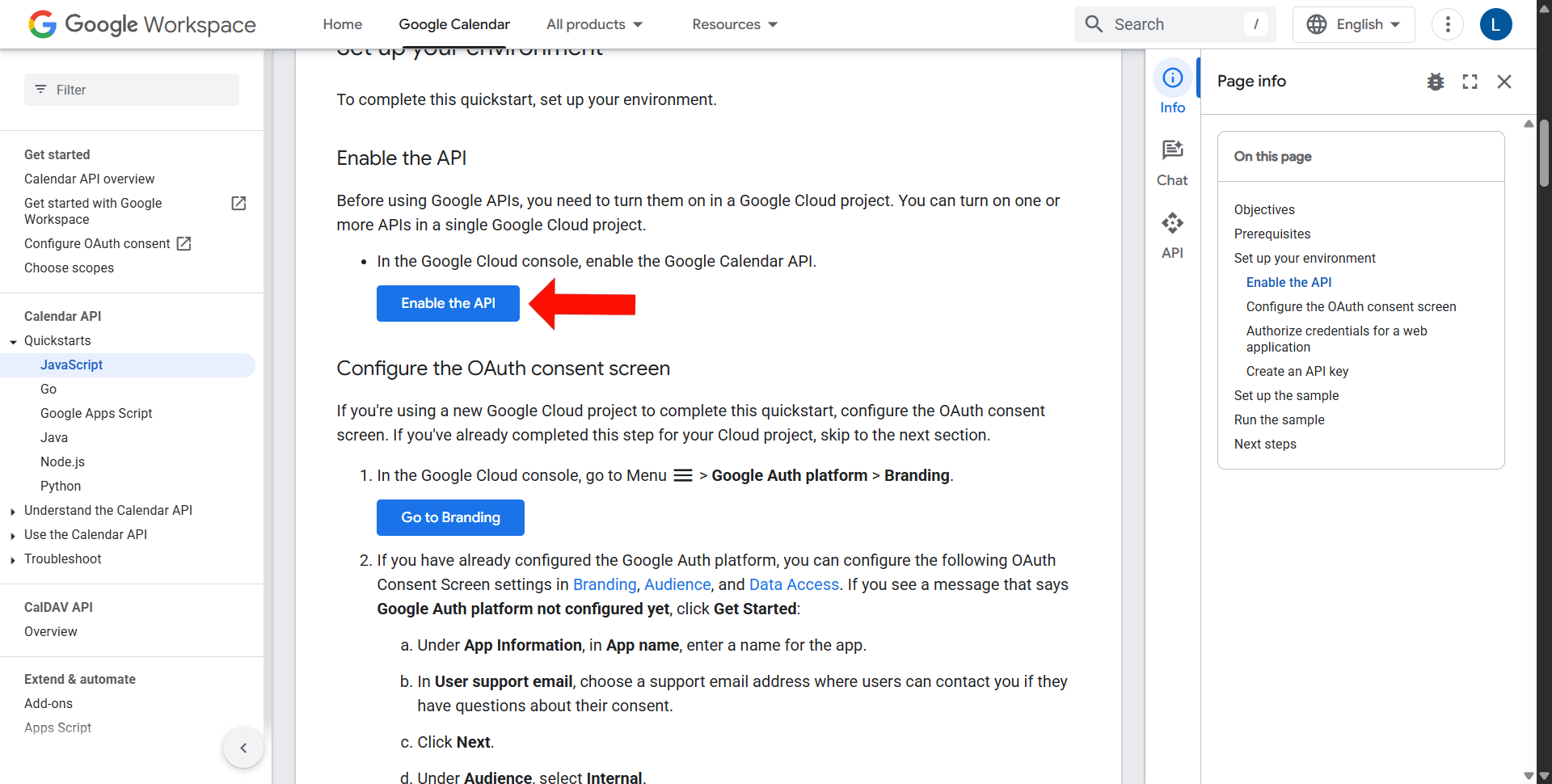 Click on Enable API