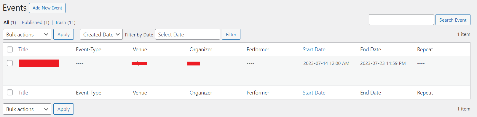 Events Imported Successfully