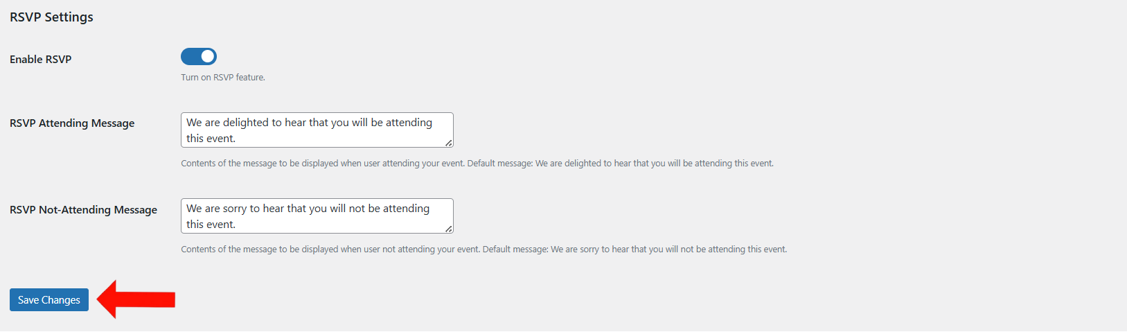 Enable RSVP Feature