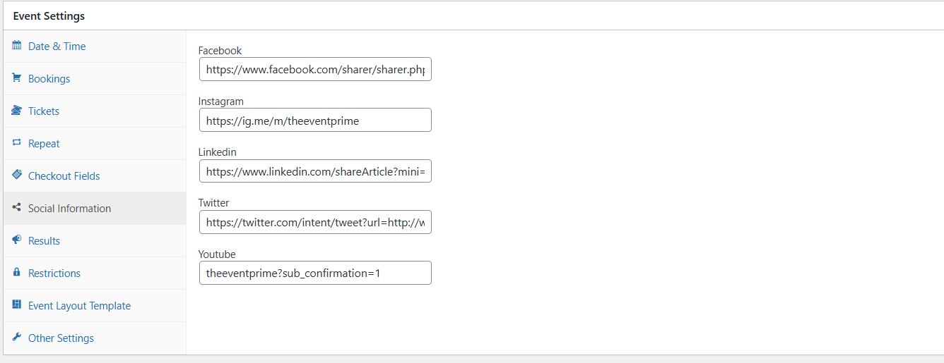 Enter Your Social Media Information