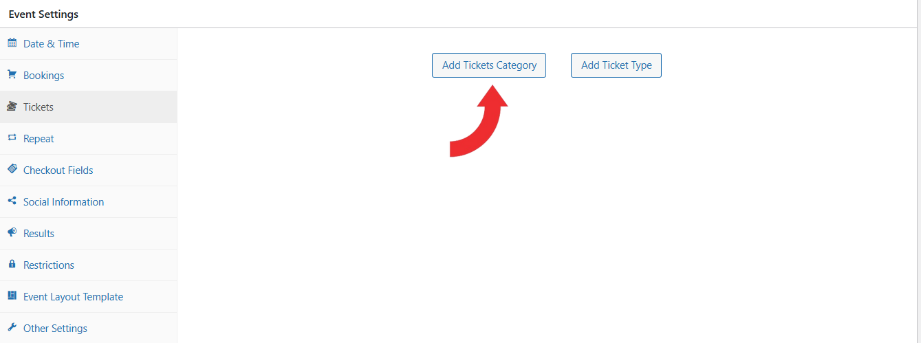 Click Add Tickets Category Button