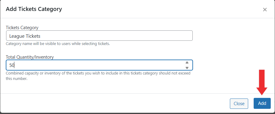 Click Add Button to create category
