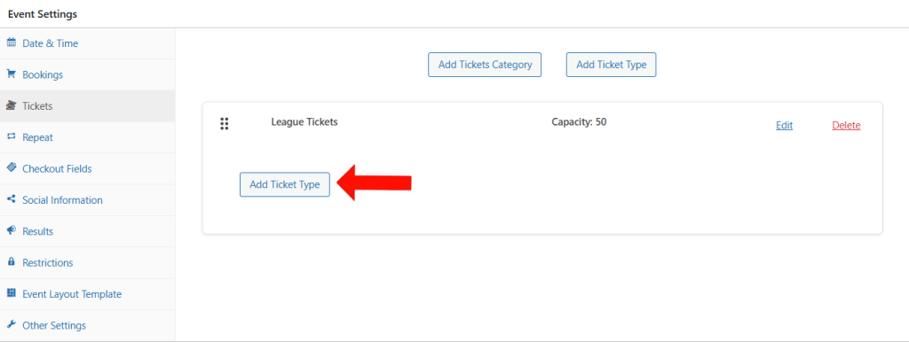 Create tTicket Type Under Ticket Category