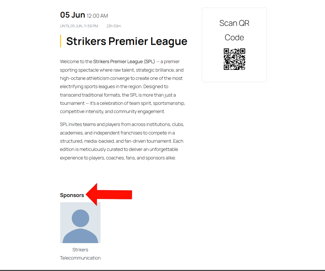 Frontend View of Event Sponsor