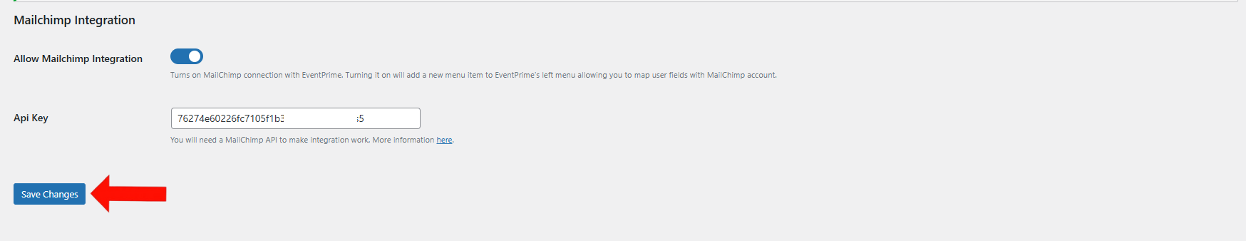 Enable Mailchimp Integration and Enter API Key