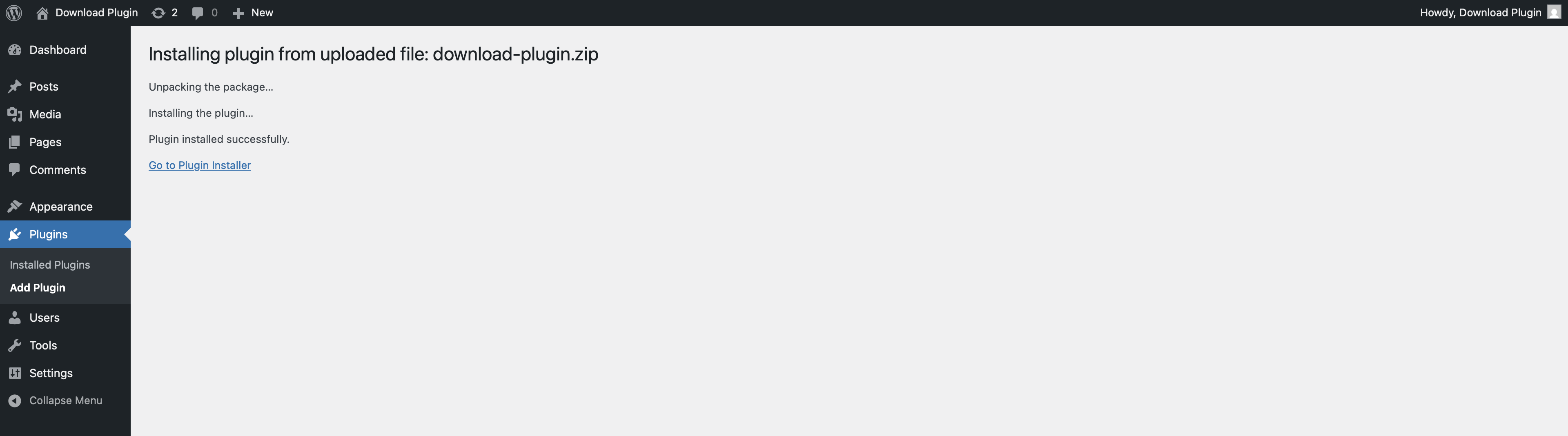 Installing Download Plugin