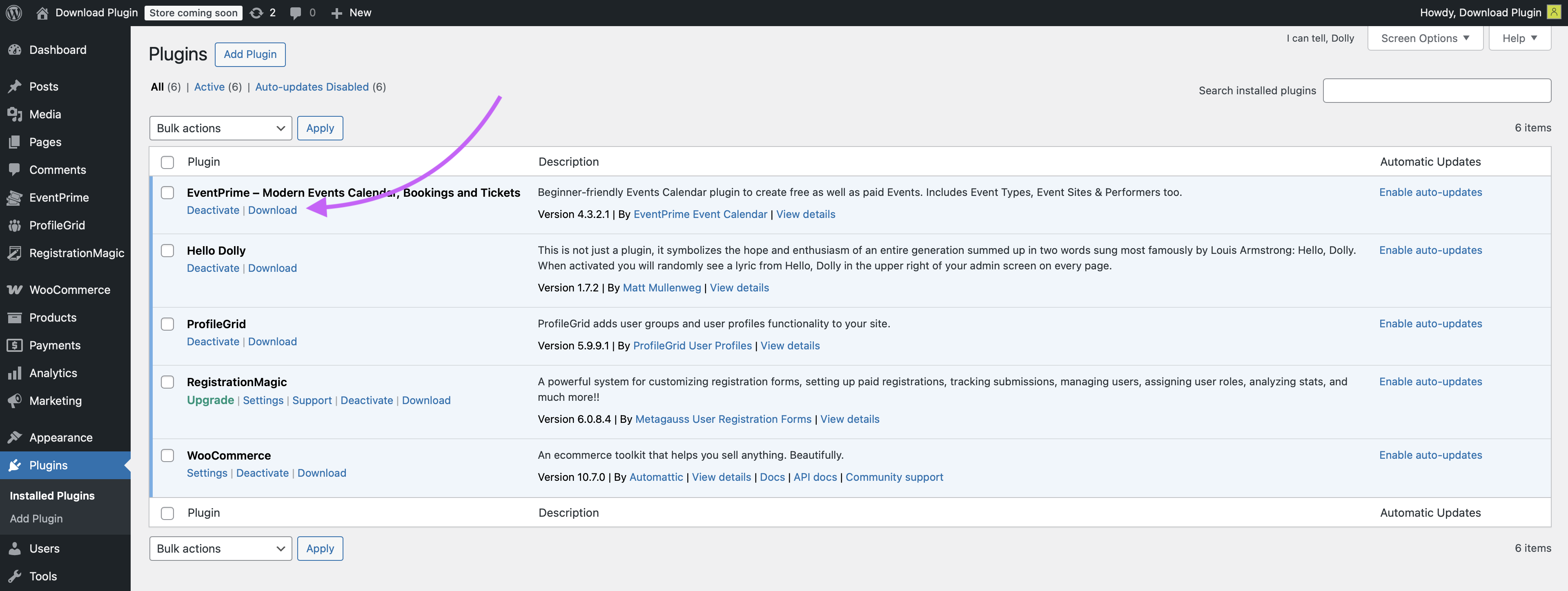 WordPress plugins list